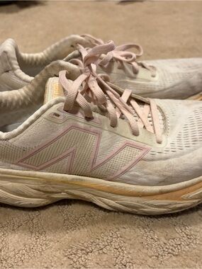 New Balance Women's Running Sneakers - Pale Pink and White